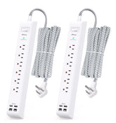 Mifaso regleta frontal pack mostrando seis tomas AC y cuatro puertos USB para múltiples dispositivos