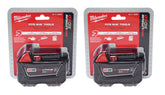 Milwaukee batería pack frontal mostrando diseño resistente y autonomía prolongada