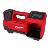 Milwaukee inflator vista frontal compacto, portabilidad y rendimiento inmediato
