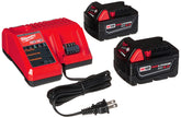 Milwaukee kit frontal con dos baterías REDLITHIUM XC 5.0 Ah mostrando robustez y autonomía