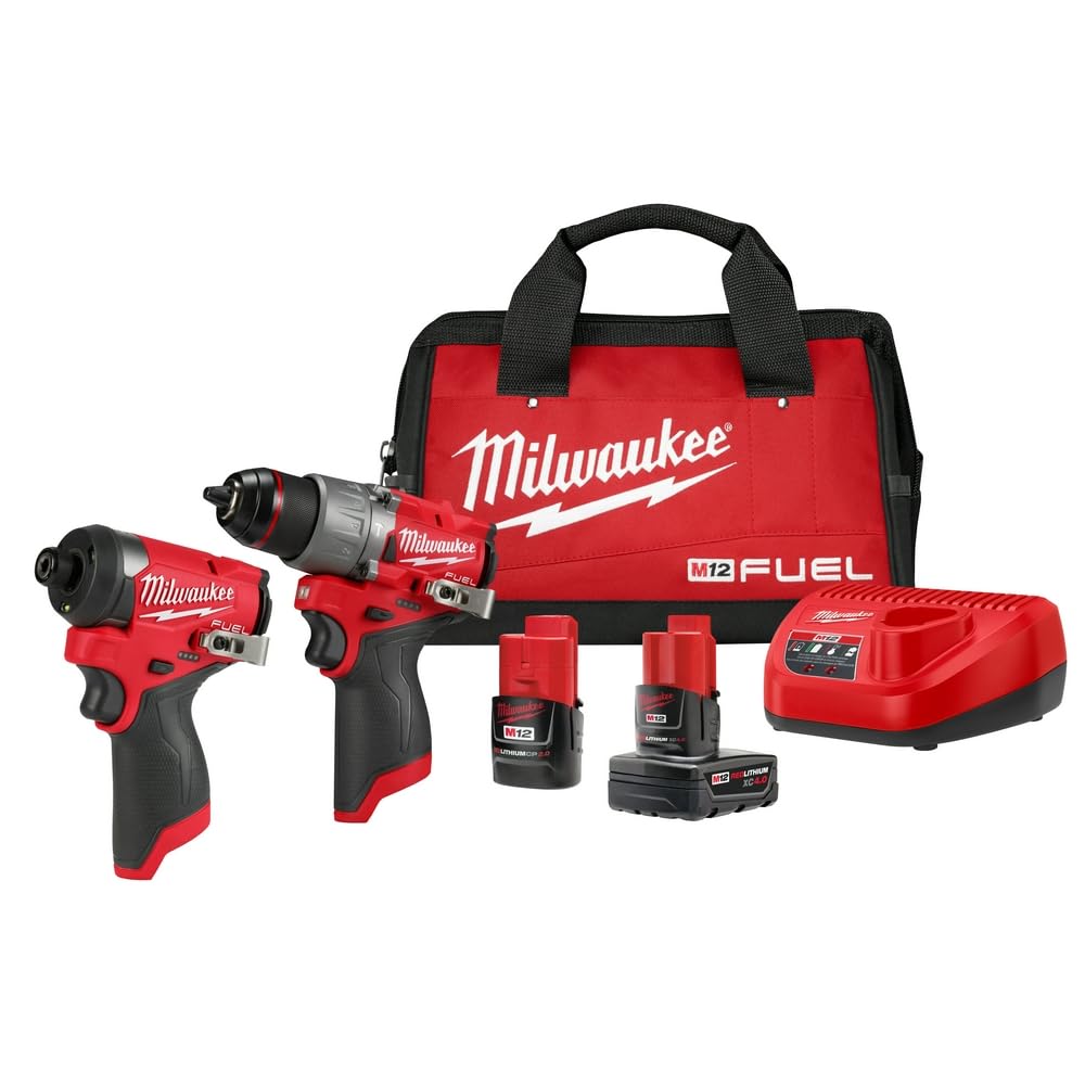 Milwaukee M12 FUEL frontal con taladro y atornillador, potencia compacta
