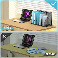 MINDEPOT comparación de tamaño junto a laptop para referencia de escala