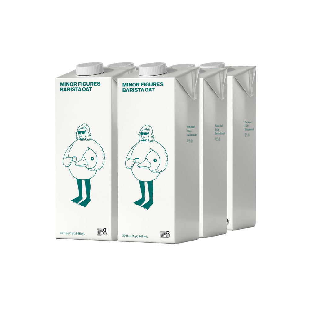 Minor Figures caja frontal del envase 32oz mostrando el diseño y beneficio de espuma estable