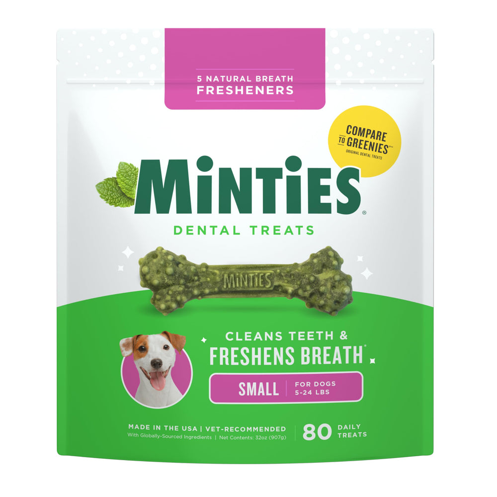Minties envase frontal mostrando 80 unidades y beneficio limpieza dental