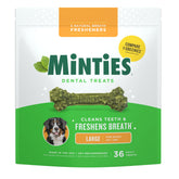 Minties paquete frontal mostrando 36 unidades y beneficios para limpieza dental
