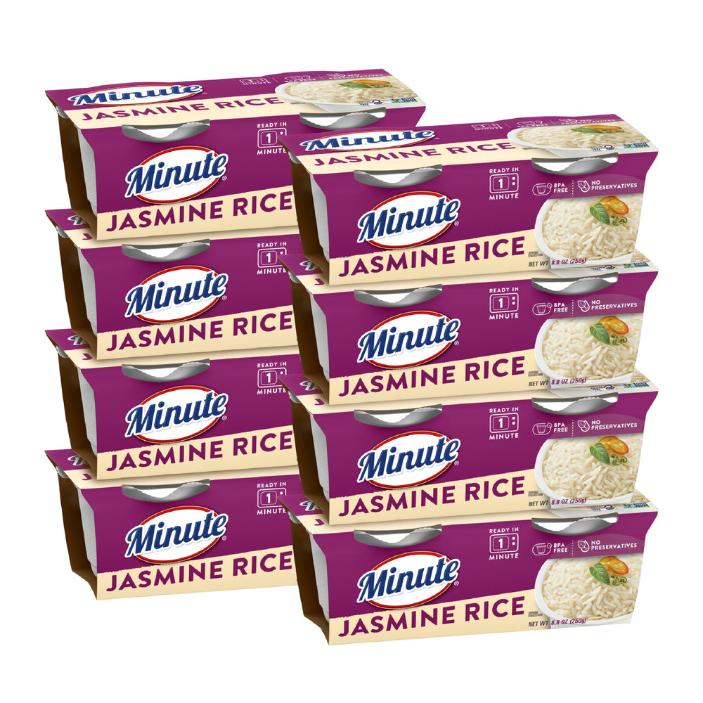 Minute taza frontal con arroz jazmín lista y práctica