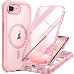 Miracase vista frontal de la funda rosa mostrando protección completa