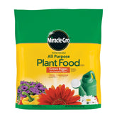 Miracle-Gro envase frontal 5 lb mostrando cobertura y uso