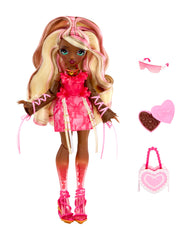 Mirror Mi Amora Valentina detalle del vestido corsé rosado con volantes y lazos
