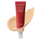MISSHA empaque frontal M Perfect Cover mostrando tono Honey Beige y beneficio de cobertura