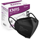 Miuphro mascarilla KN95 frontal pack negro mostrando cobertura y aspecto profesional