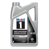 Mobil 1 botella frontal mostrando diseño y volumen, protección visible