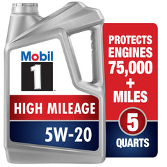 Mobil 1 envase 5W-20 frontal, protección y limpieza para motor alto kilometraje