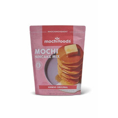 Mochi Foods paquete frontal mostrando sello y peso, informa fácilmente sobre contenido