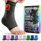 Modvel empaque frontal mostrando las tobilleras y beneficios visibles