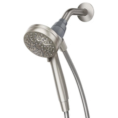 Moen cabezal frontal con diseño moderno y acabado níquel cepillado