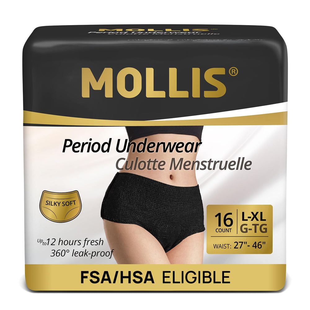 MOLLIS frontal del paquete negro mostrando 16 unidades y practicidad
