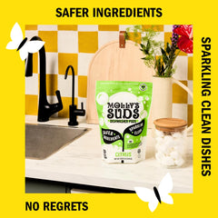 Molly's Suds caja abierta con medida para una carga precisa