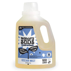 Molly's Suds front packaging showing Ocean Mist bottle and clear branding benefit: clear ingredient focus