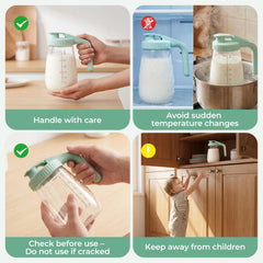 Momcozy vertiendo leche por boca ancha desde bomba sin derrames