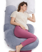 Momcozy vista frontal del cojín F que ofrece soporte total y ahorro de espacio
