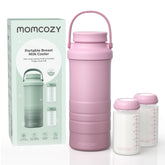 Momcozy frontal del enfriador portátil mostrando diseño y capacidad