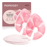 Momcozy frontal del pack mostrando dos compresas grandes y prácticas para lactancia