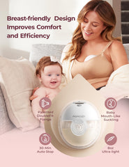 Momcozy M5 mostrando la app en smartphone control remoto y registros