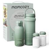 Momcozy set frontal mostrando enfriador y calentador para uso práctico