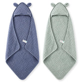 Momcozy toalla con capucha frontal mostrando tamaño y suavidad