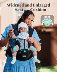 MOMTORY asiento de cadera soportando peso y repartiendo carga ergonómica
