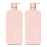 MONDAY HAIRCARE set frontal mostrando champú y acondicionador para hidratación