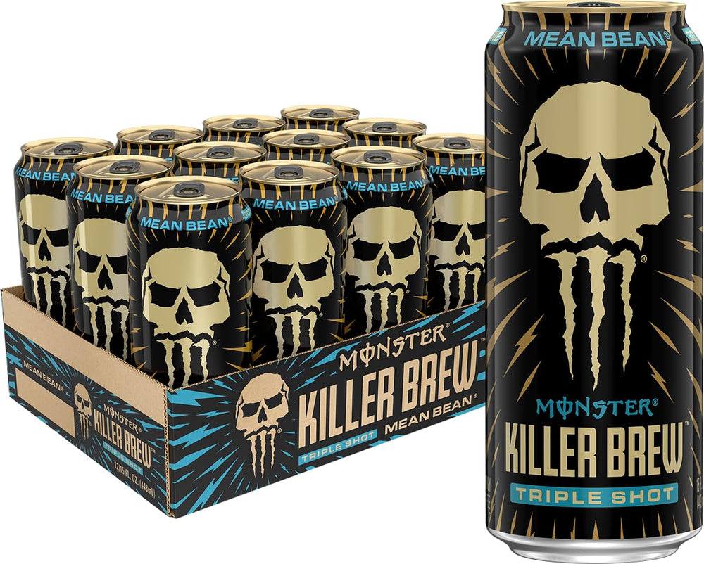 Monster Killer Brew Mean Bean lata frontal mostrando etiqueta y tamaño