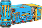 Monster lata frontal Mango Loco mostrando diseño y energía festiva