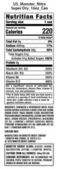 Monster Nitro lata en mano para comparar el tamaño de 16 oz y conveniencia