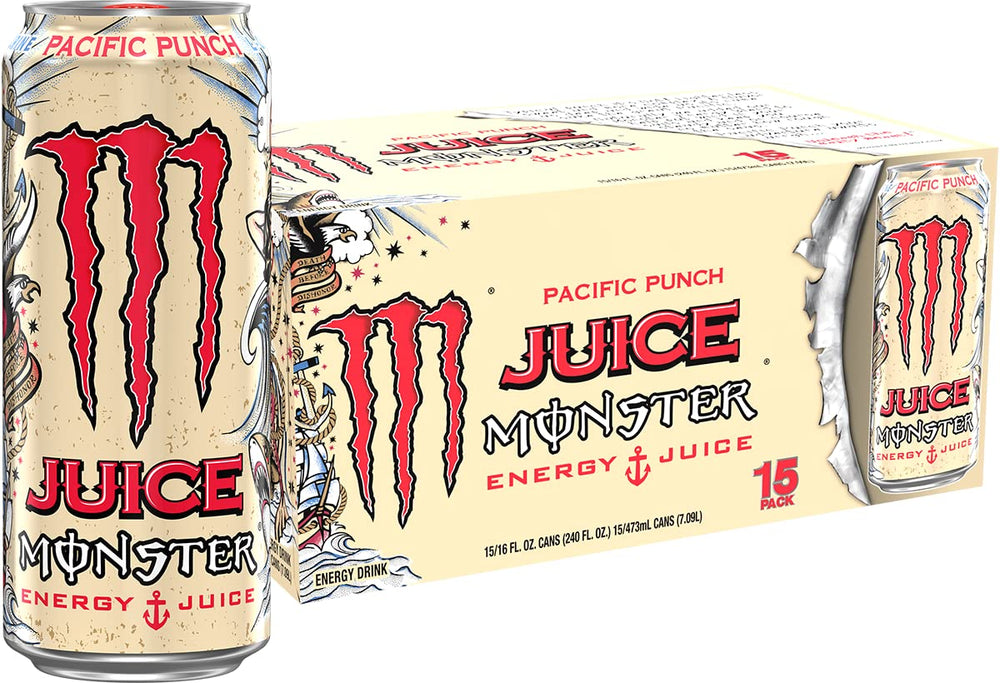 Monster Pacific Punch vista frontal de la lata mostrando diseño y tamaño, ideal para elegir en tienda