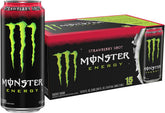 Monster lata frente muestra diseño verde y fresa, ventaja: reconocimiento inmediato