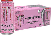 Monster lata frente mostrando diseño y sabor fresa, atractivo visual