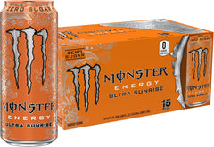 Monster Ultra Sunrise lata frontal mostrando etiqueta naranja y refresco