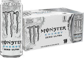 Monster Zero Ultra lata frontal mostrando el diseño blanco y beneficios refrescantes