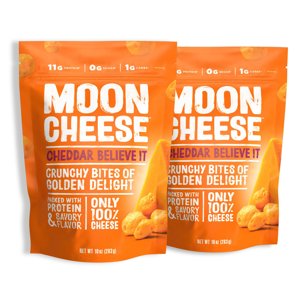 Moon Cheese vista frontal del empaque mostrando tamaño y marca, ideal para compra