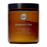 Moon Juice empaque frontal Magnesi-Om mostrando etiqueta y beneficio de relajación