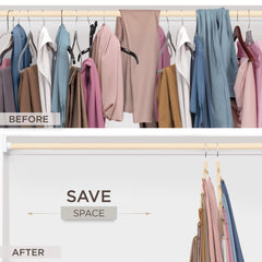MORALVE percha en armario con varios pantalones optimizando el espacio