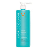 Moroccanoil frente del empaque mostrando la botella grande y beneficio hidratación