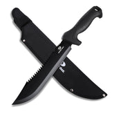 Mossy Oak machete frontal mostrando hoja completa y diseño resistente