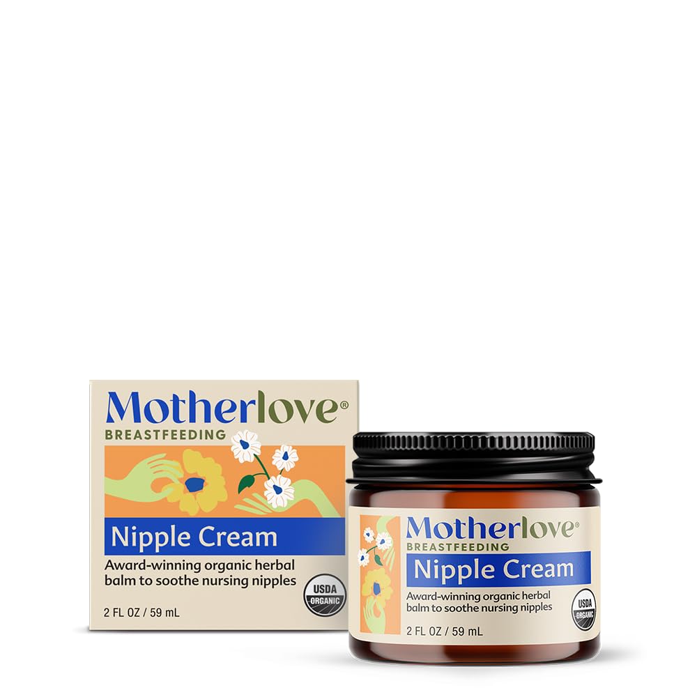 Motherlove Nipple Cream vista frontal con envase claro y alivio visible