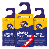 MothPrevention empaque frontal mostrando pack tres y beneficios