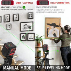 Motovera nivel instalado en trípode ajustable para trabajo a distinta altura