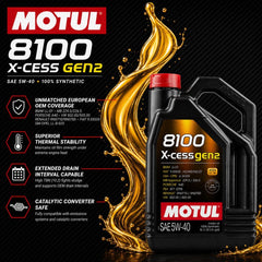 Motul 8100 X-Cess Gen2 detalle de etiqueta y cierre que garantiza información OEM clara