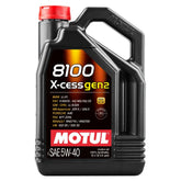 Motul 8100 X-Cess Gen2 frente del envase mostrando 5 litros y especificaciones útiles